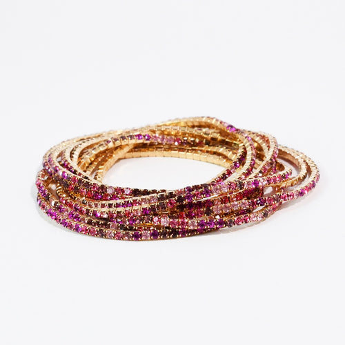 Multi Pinks Crystal Bracelet Set