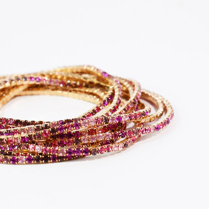 Multi Pinks Crystal Bracelet Set