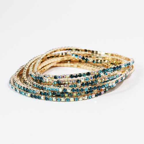 Iridescent Blue Crystal Bracelet Set