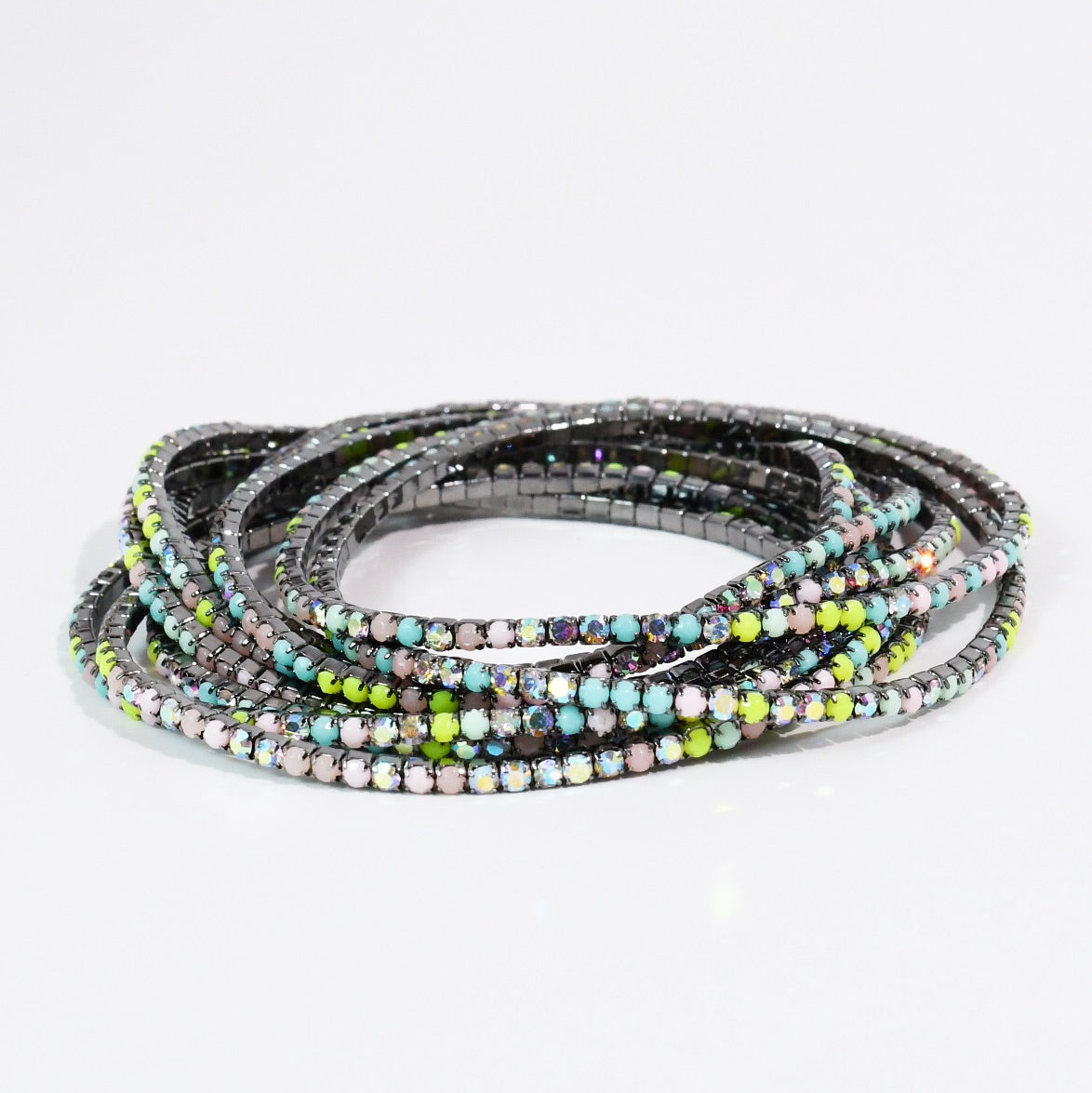 Multi Neon Crystal Bracelet Set