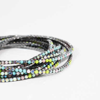 Multi Neon Crystal Bracelet Set