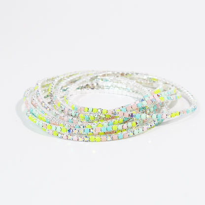 Silver Neon Crystal Bracelet Set