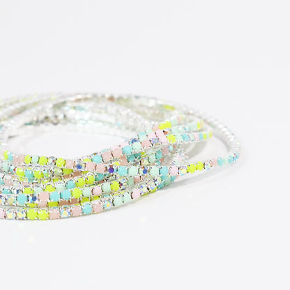 Silver Neon Crystal Bracelet Set