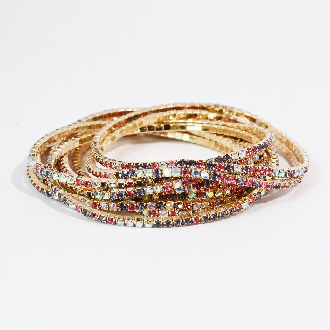 Multi Purple Crystal Bracelet Set