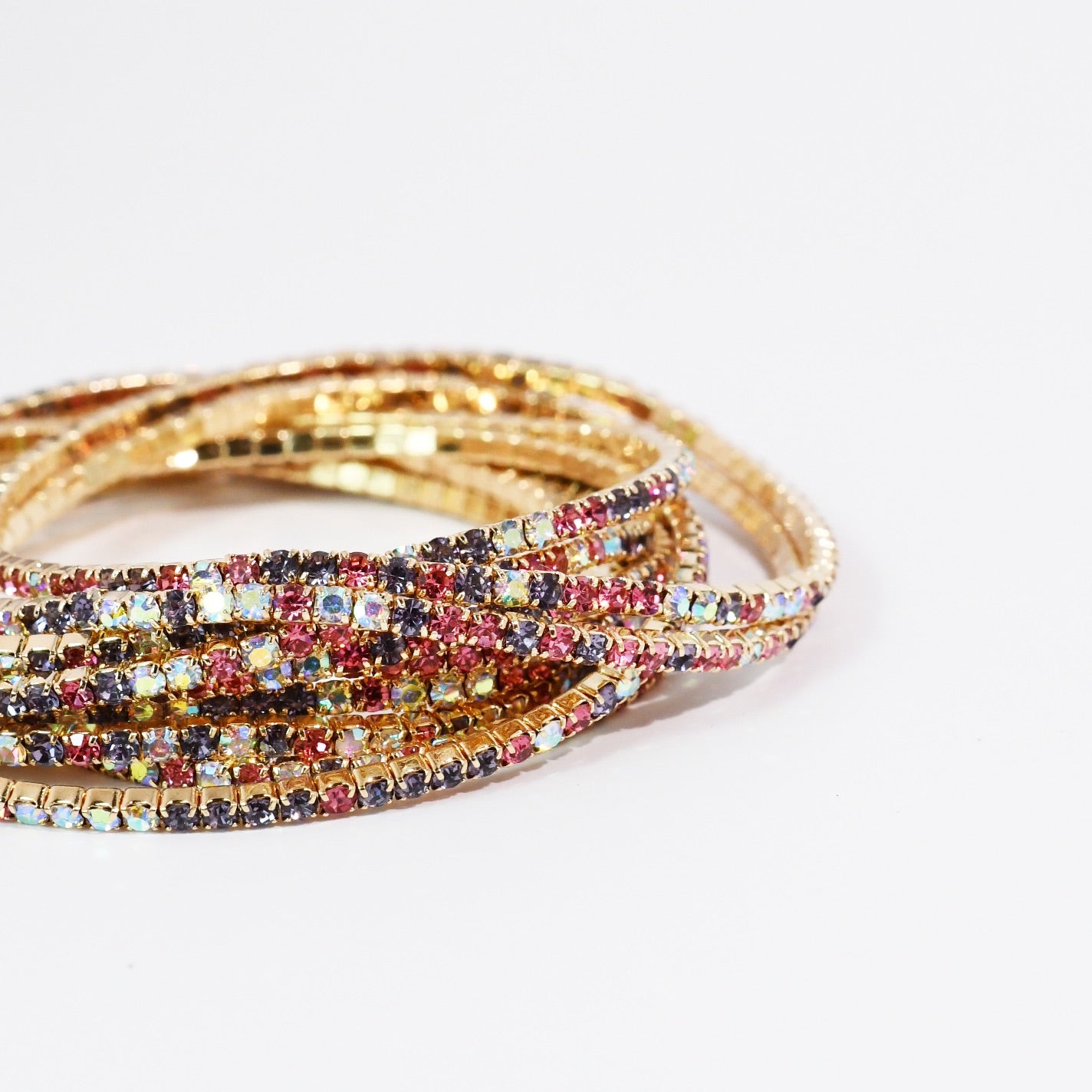 Multi Purple Crystal Bracelet Set
