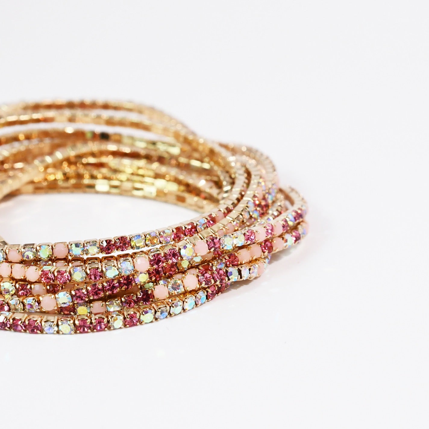 Pinks Crystal Bracelet Set
