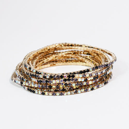 Iridescent Purple Crystal Bracelet Set
