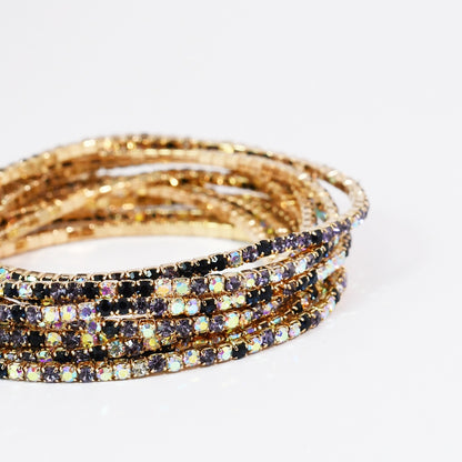 Iridescent Purple Crystal Bracelet Set