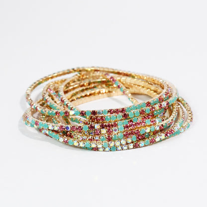 Turq Multi Crystal Bracelet Set