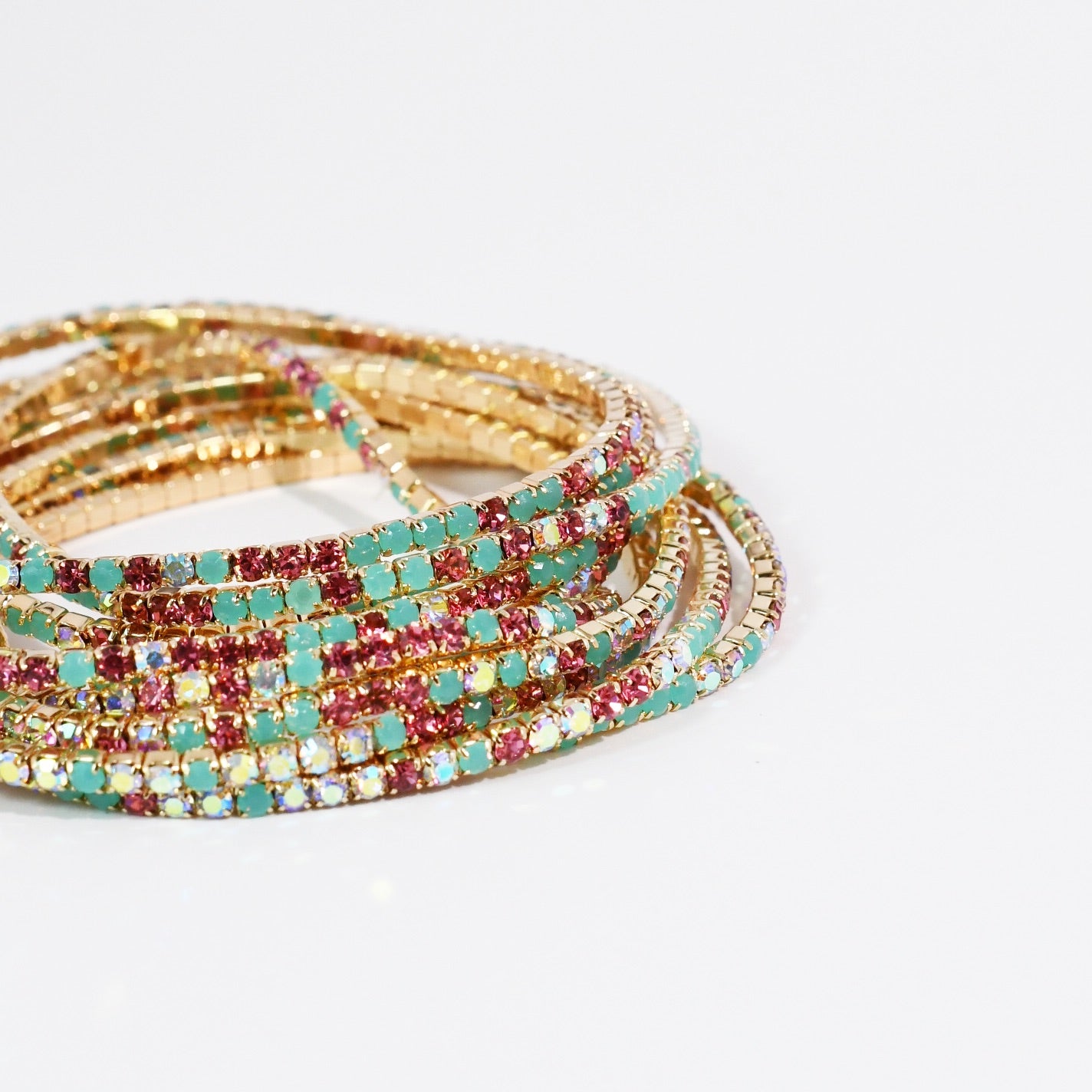 Turq Multi Crystal Bracelet Set