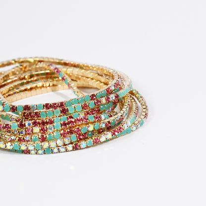 Turq Multi Crystal Bracelet Set