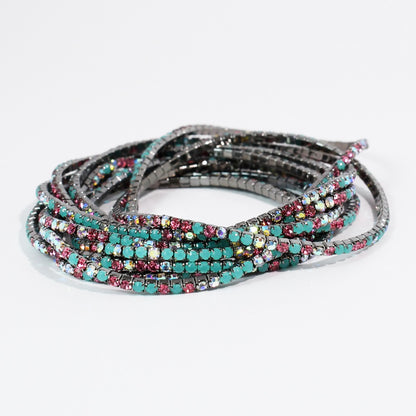 Multi Turq Purple Crystal Bracelet Set