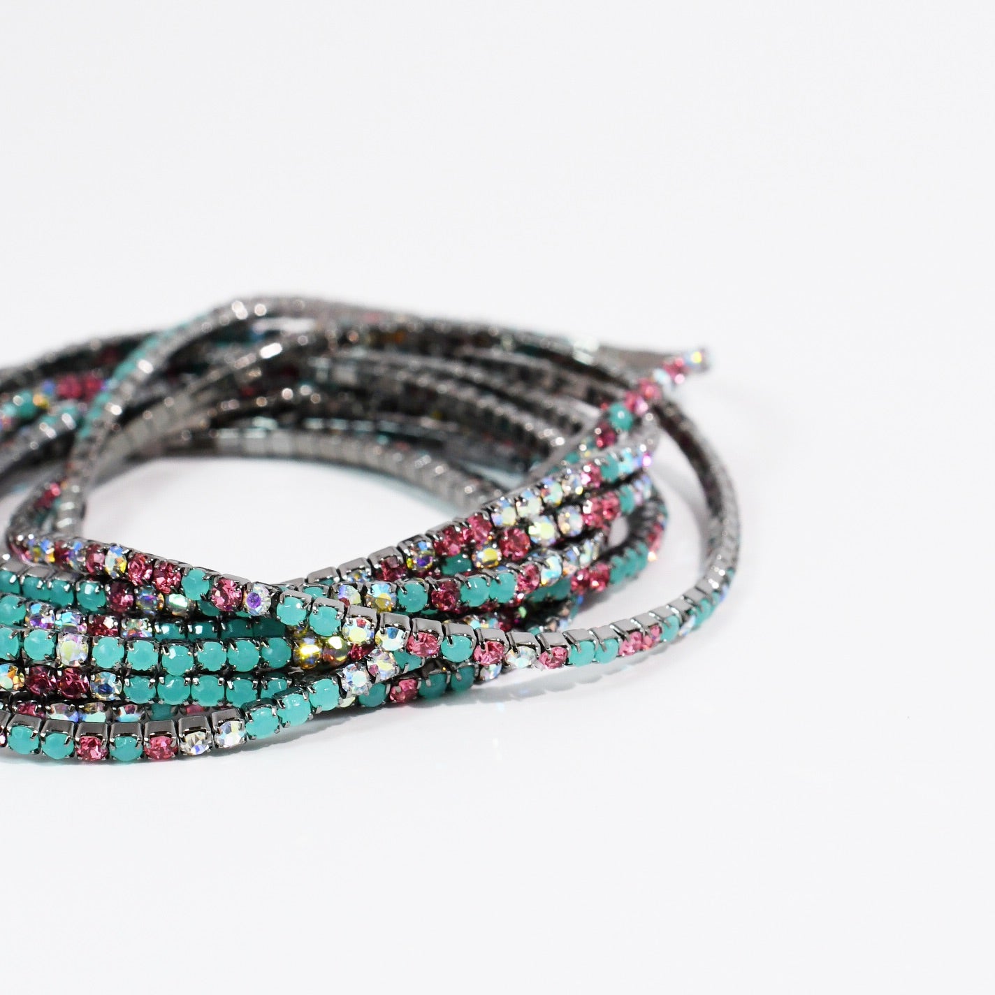Multi Turq Purple Crystal Bracelet Set
