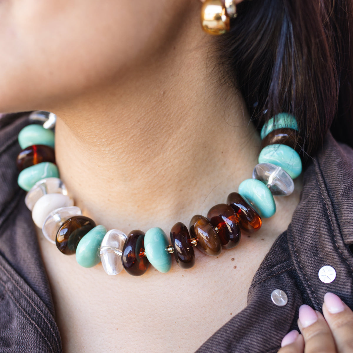 The Icon Mint/Brown Necklace