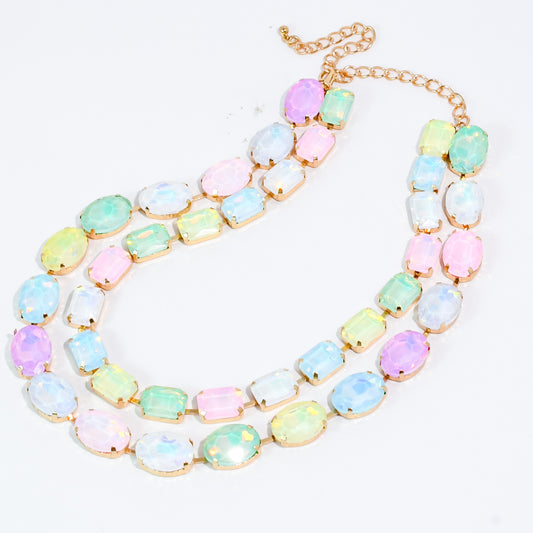 Pastel Layered Round Crystal Jewelry Set