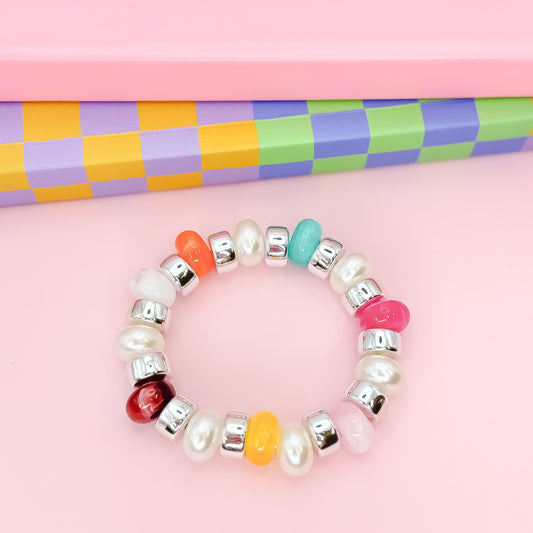 Joyful Silver Beaded Bracelet