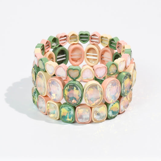 Sage Coral Hearts Stack Set