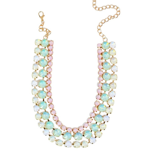 Multi Pastel  three Strand Crystal Jewelry Set