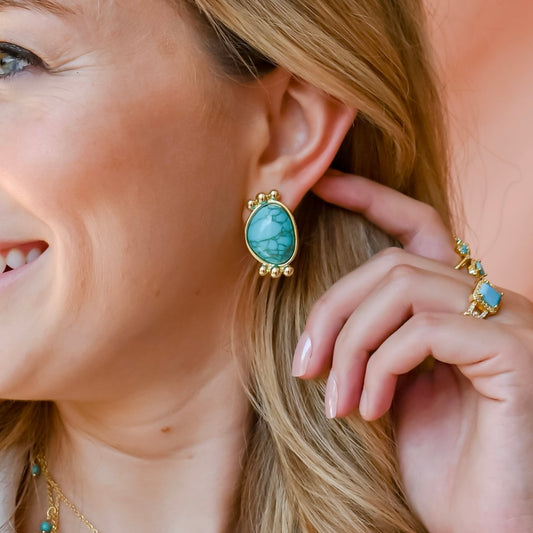 Turquoise Gold Serenity Studs