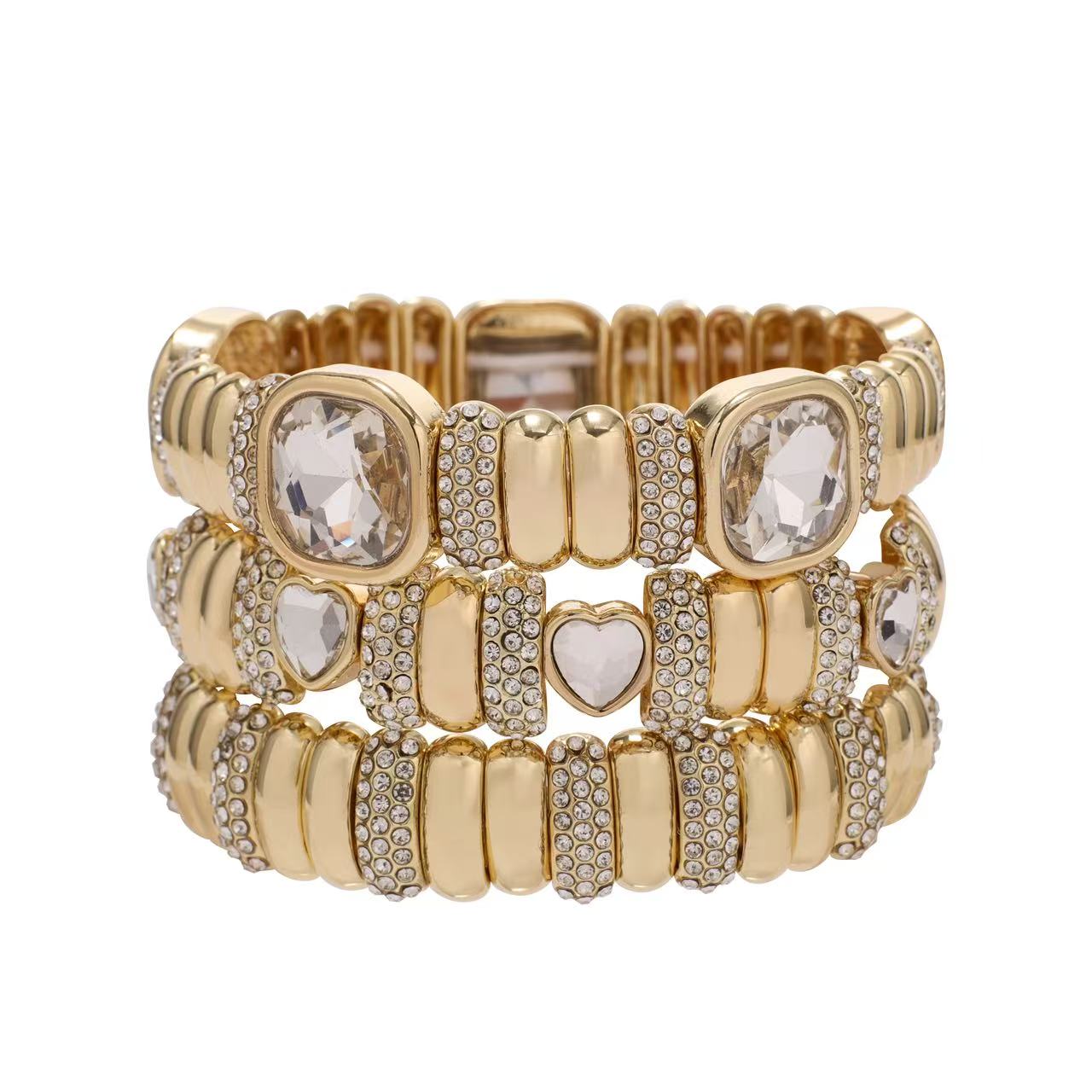 Golden Heart Crystal Stack Set