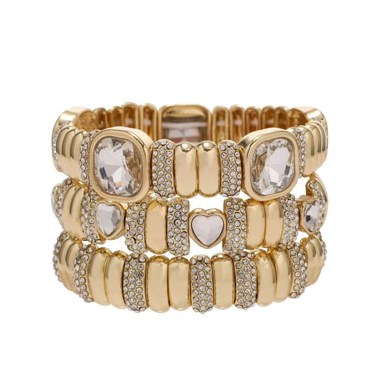 Golden Heart Crystal Stack Set