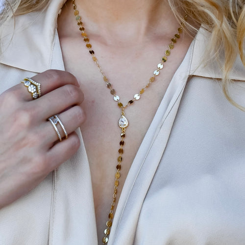 Dainty gold layered necklace, wholesale jewelry for women's boutiques, statement accessory, boutique wholesale jewelry, waterproof necklaces, statement gold necklace,trendy Gold necklace, waterproof gold necklace, hypoallergenic gold necklace,tarnish free Gold necklace, statement gold necklace gold lariat necklace with teardrop pendant