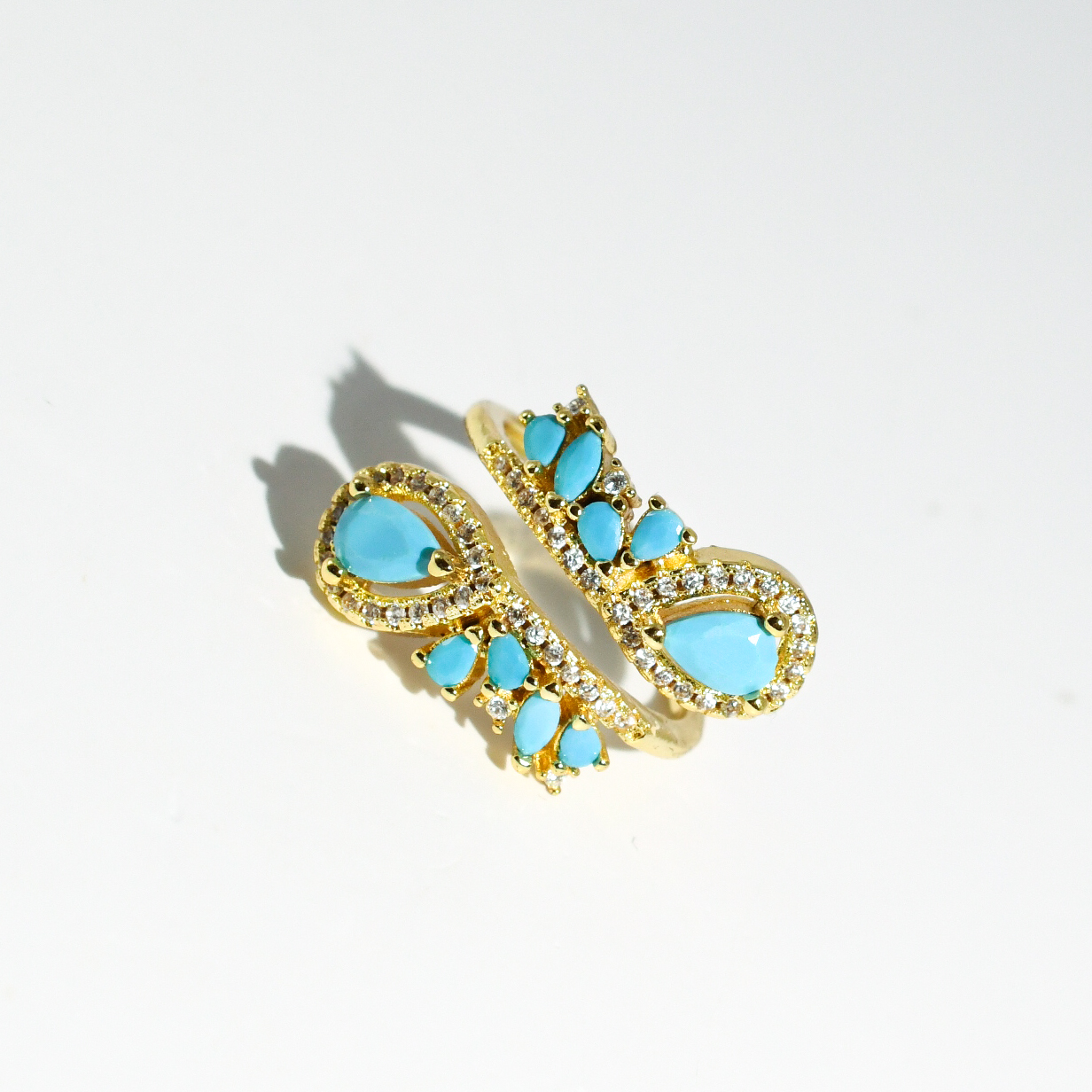 turquoise gemstone gold ring set with faceted stones, waterproof rings, tarnish free jewelry, hypoallergenic rings for sensitive skin, 24k gold dainty rings, handcrafted gemstone rings, boutique wholesale rings, trendy gold jewelry, high quality jewelry gifts