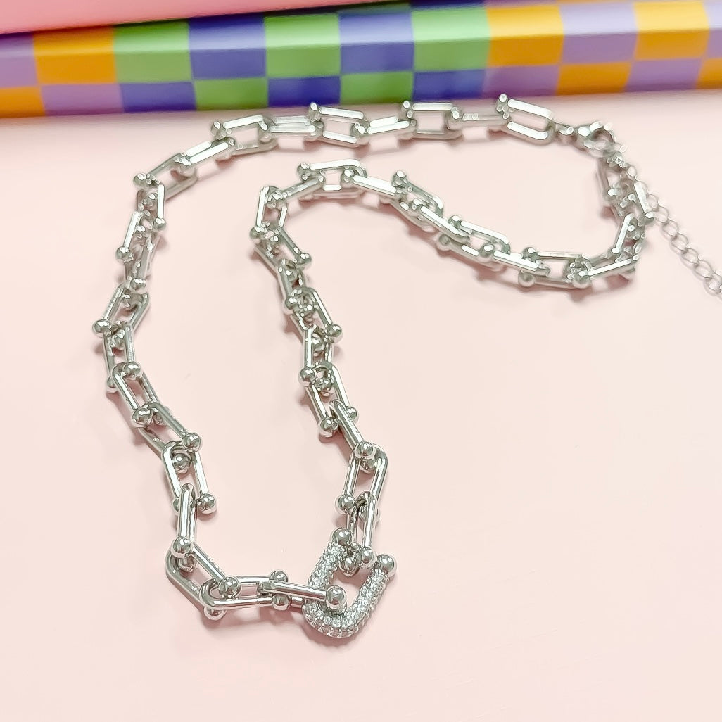 Lock It In Silver Necklace