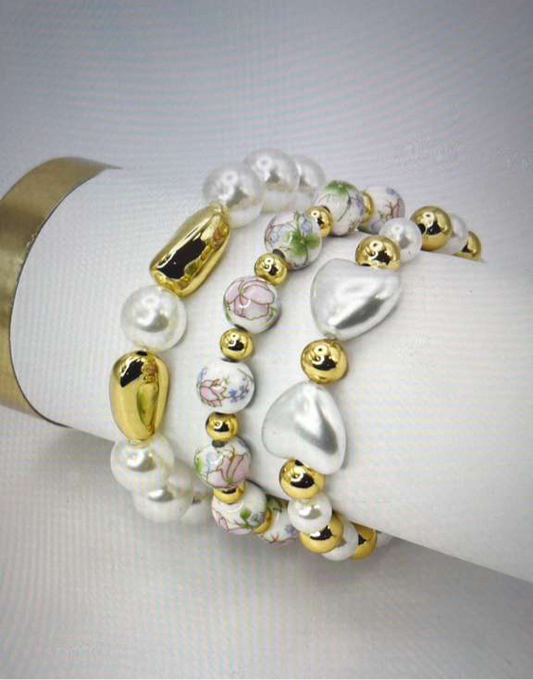Bows & Pearls Bracelet Set
