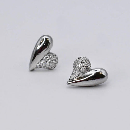 Rosy Hearts Silver Stud E31