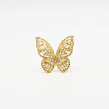 Load image into Gallery viewer, Gold Big Butterfly Crystal Ring
