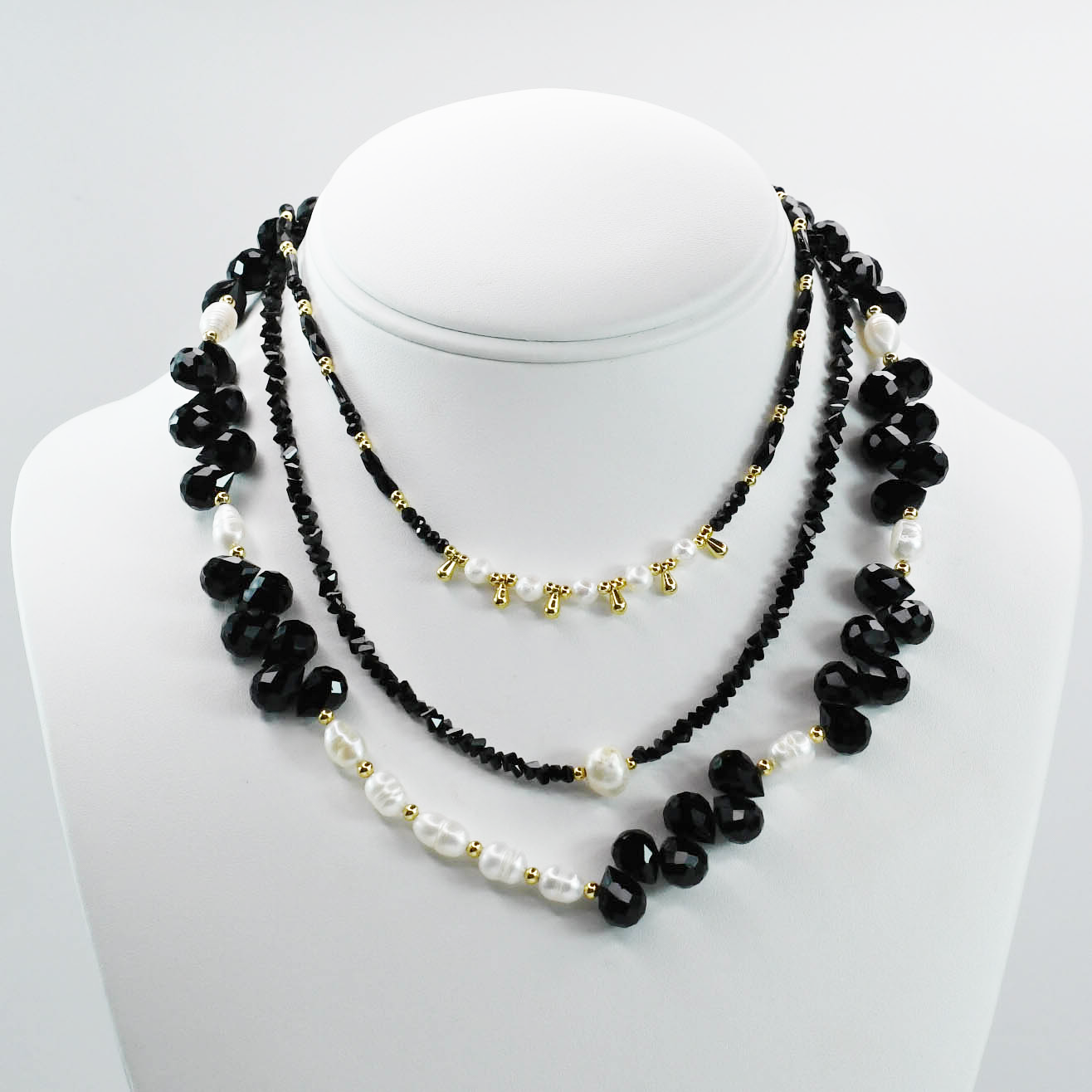 Colorful charms gold necklace featuring gemstone details, layered jewelry design, trendy accessory for women’s jewelry collections, boutique wholesale fashion necklace that is hypoallergenic, tarnish free, and waterproof jewelry with a cute aesthetic statement style