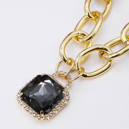 Black Glamour Chunk Necklace Gold