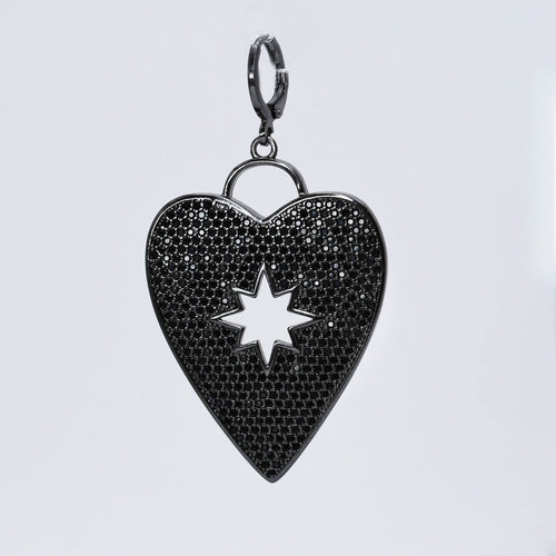 Black Pave Heart with Star Shape