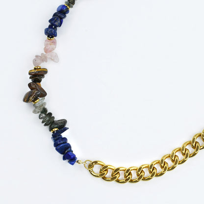 Blue Stone & Chain Necklace