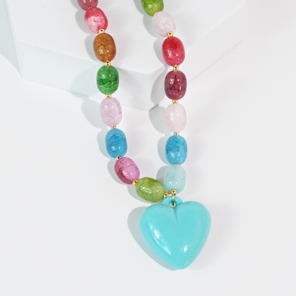 Happy colorful heart Necklace
