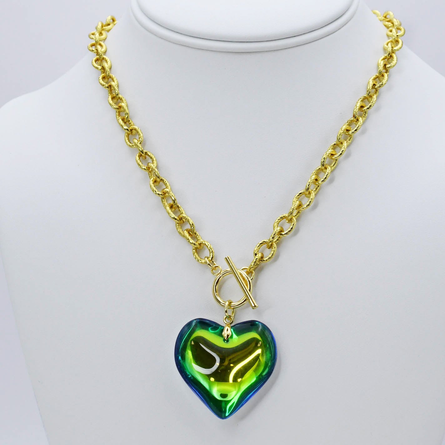 Blue/Green Enchanted Heart Necklace C-27