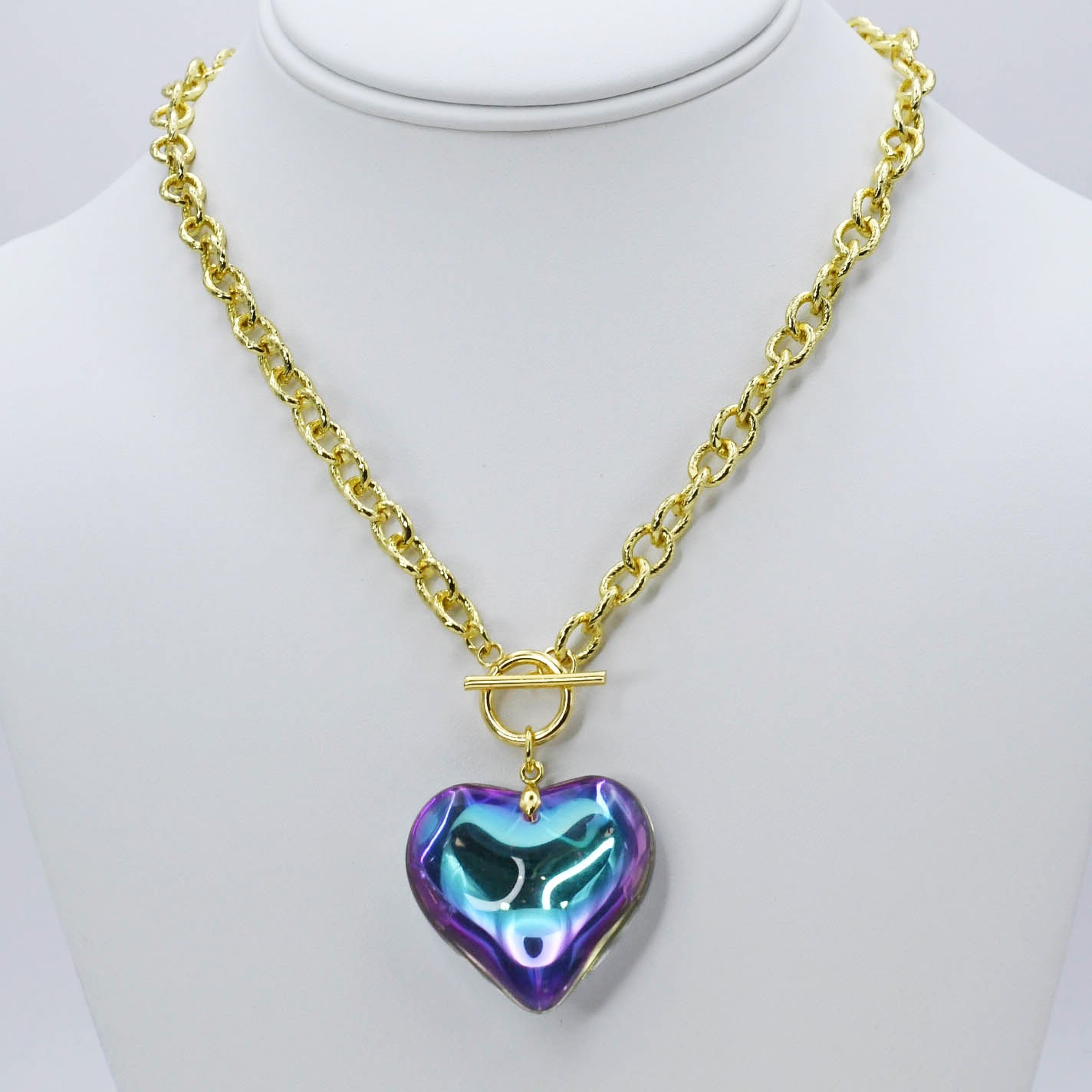 Blue/Purple Enchanted Heart Necklace C-27