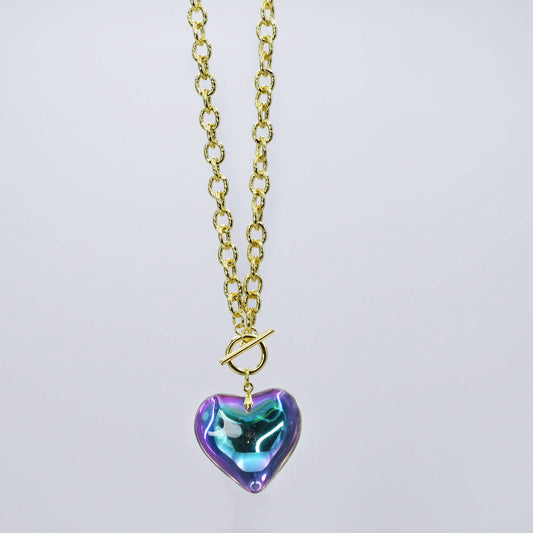 Blue/Purple Enchanted Heart Necklace C-27