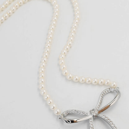 Bow Tie Silver Necklace J14