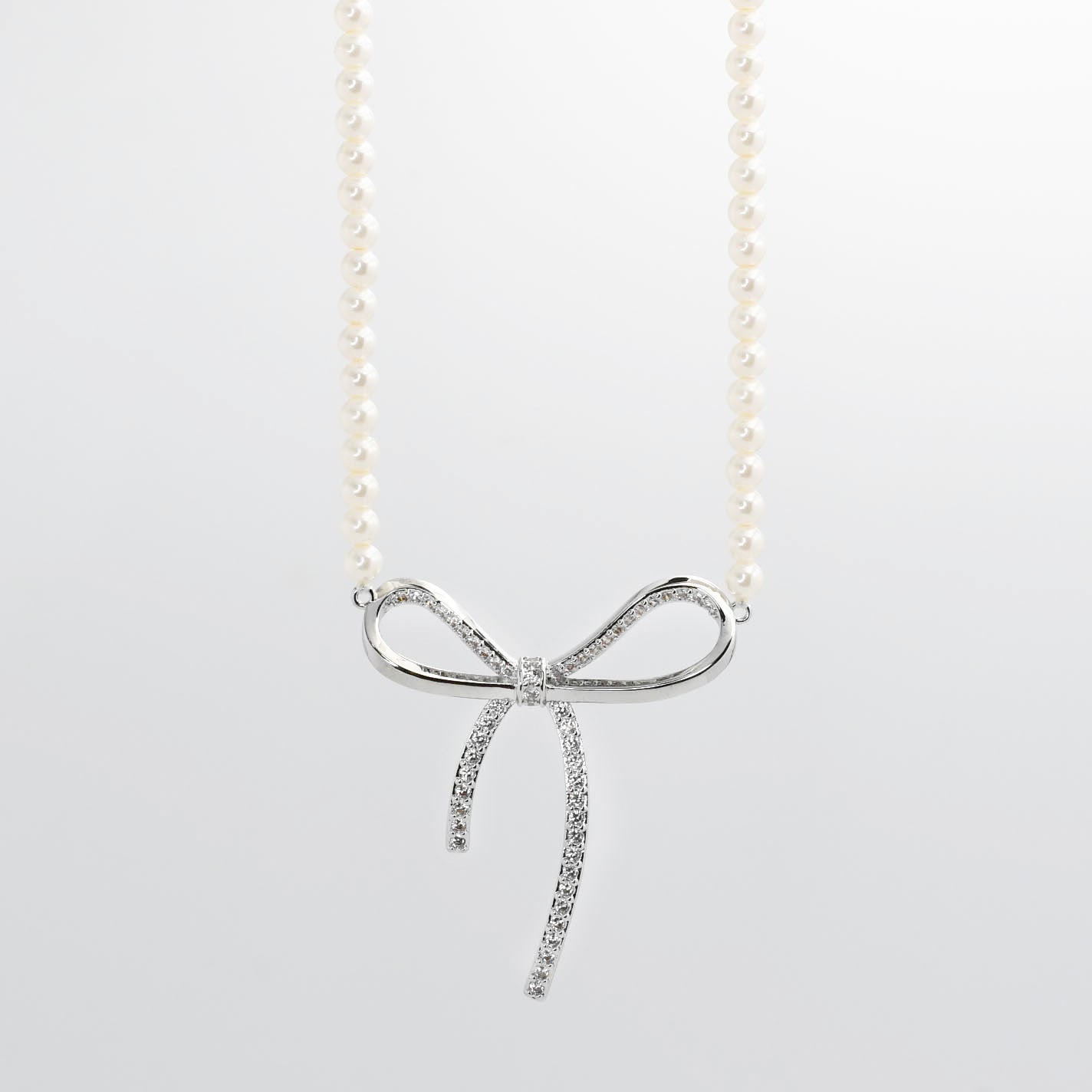 Bow Tie Silver Necklace J14