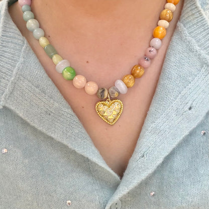 Rainbow Gem Heart Necklace