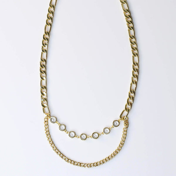 Chain Circle Crystal  Necklace M6