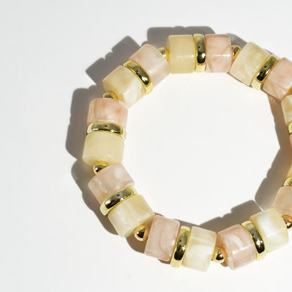 colorful gemstone jewelry, beaded fashion bracelet, gold or silver tone accessory, handcrafted beaded piece, trendy boho chic jewelry, vibrant statement wristwear, artisan handmade design, everyday stackable accessory, fashion jewelry for women, premium jewelry gift idea, boutique style wristwear, elevated modern jewelry