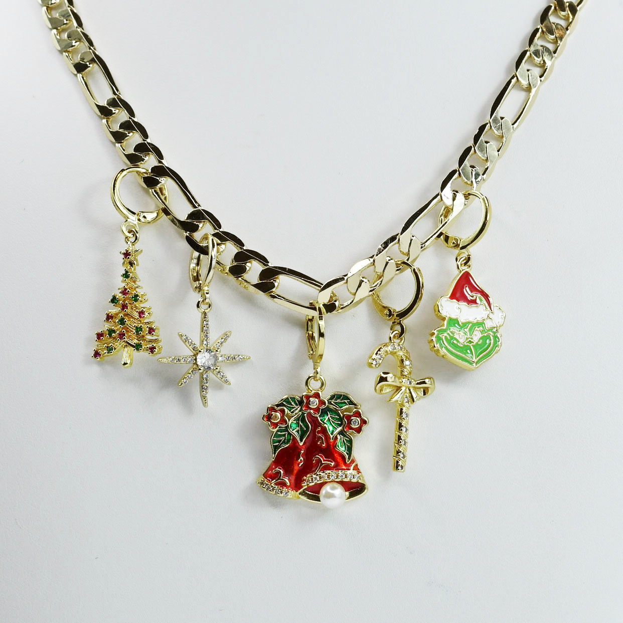 Christmas Charm Necklace Gold