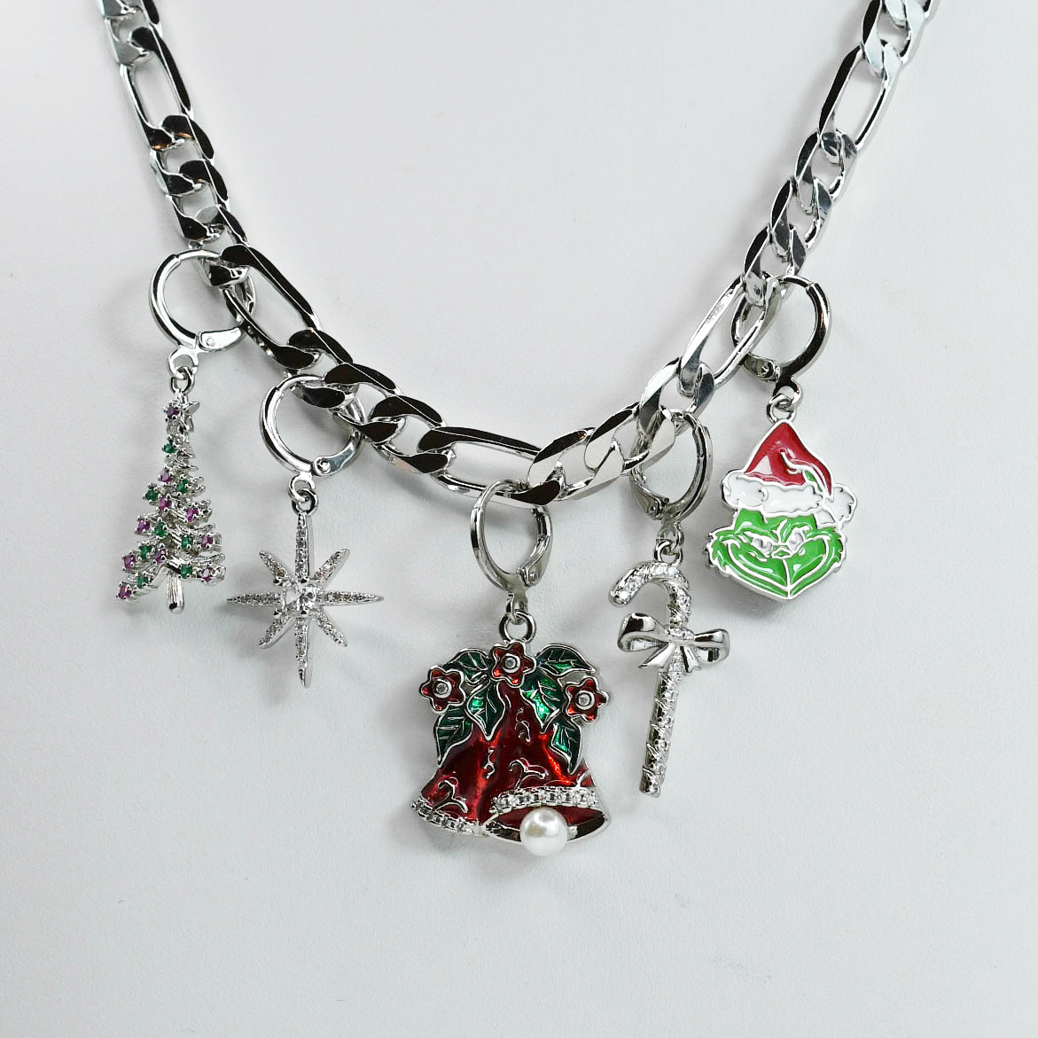 Christmas Charm Necklace Silver
