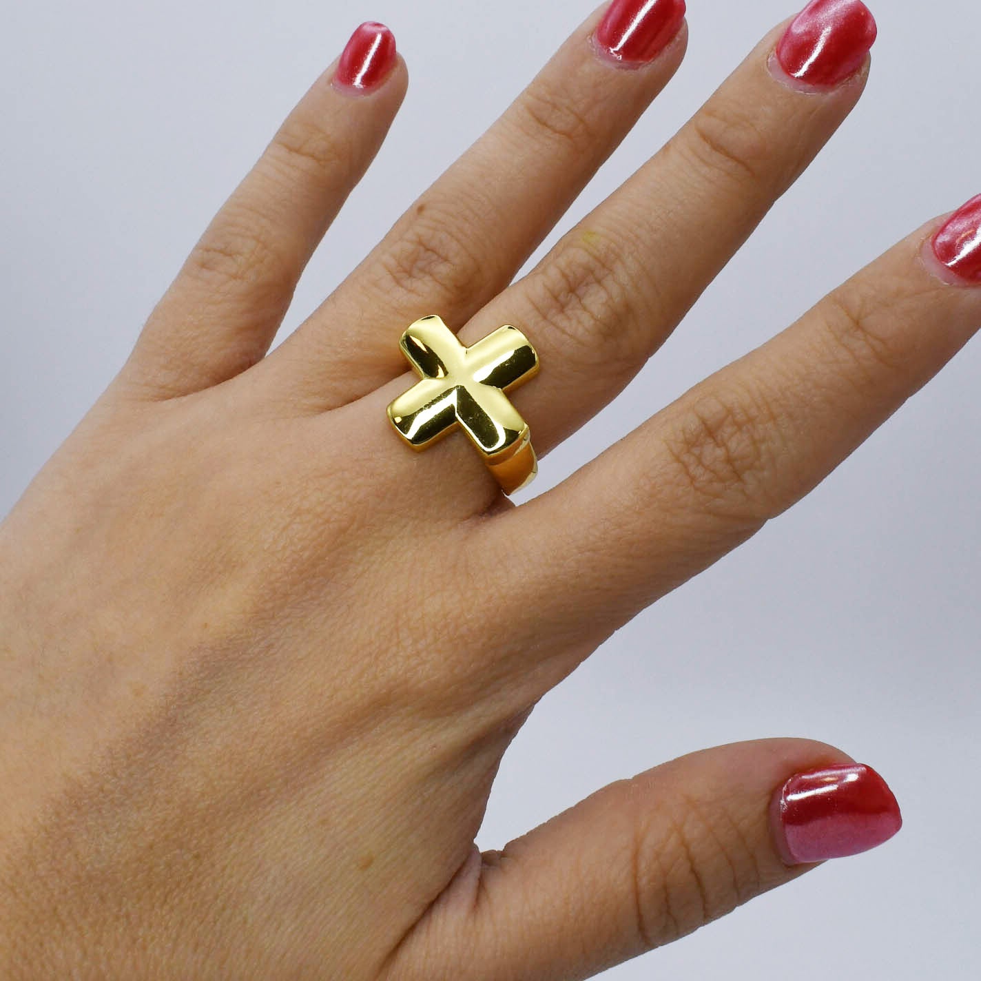 Chunky Cross Ring Gold