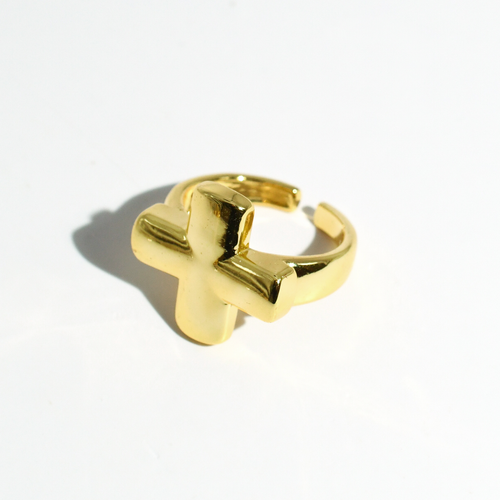 Chunky Cross Ring Gold