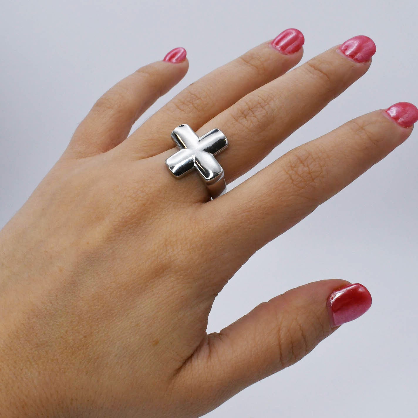 Chunky Cross Ring Silver