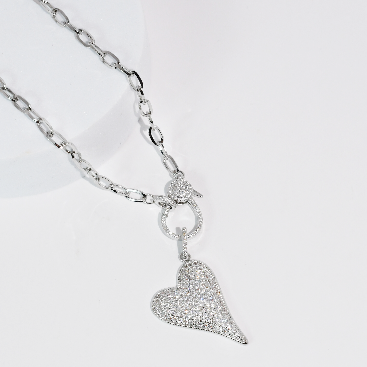 Clip Heart Silver Necklace